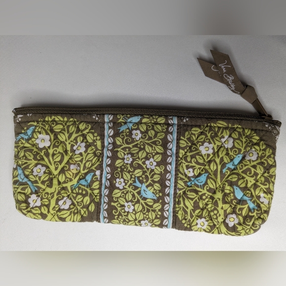 Vera Bradley shoulder bag & matching wallet blue birds green aqua U-1 - Picture 11 of 13